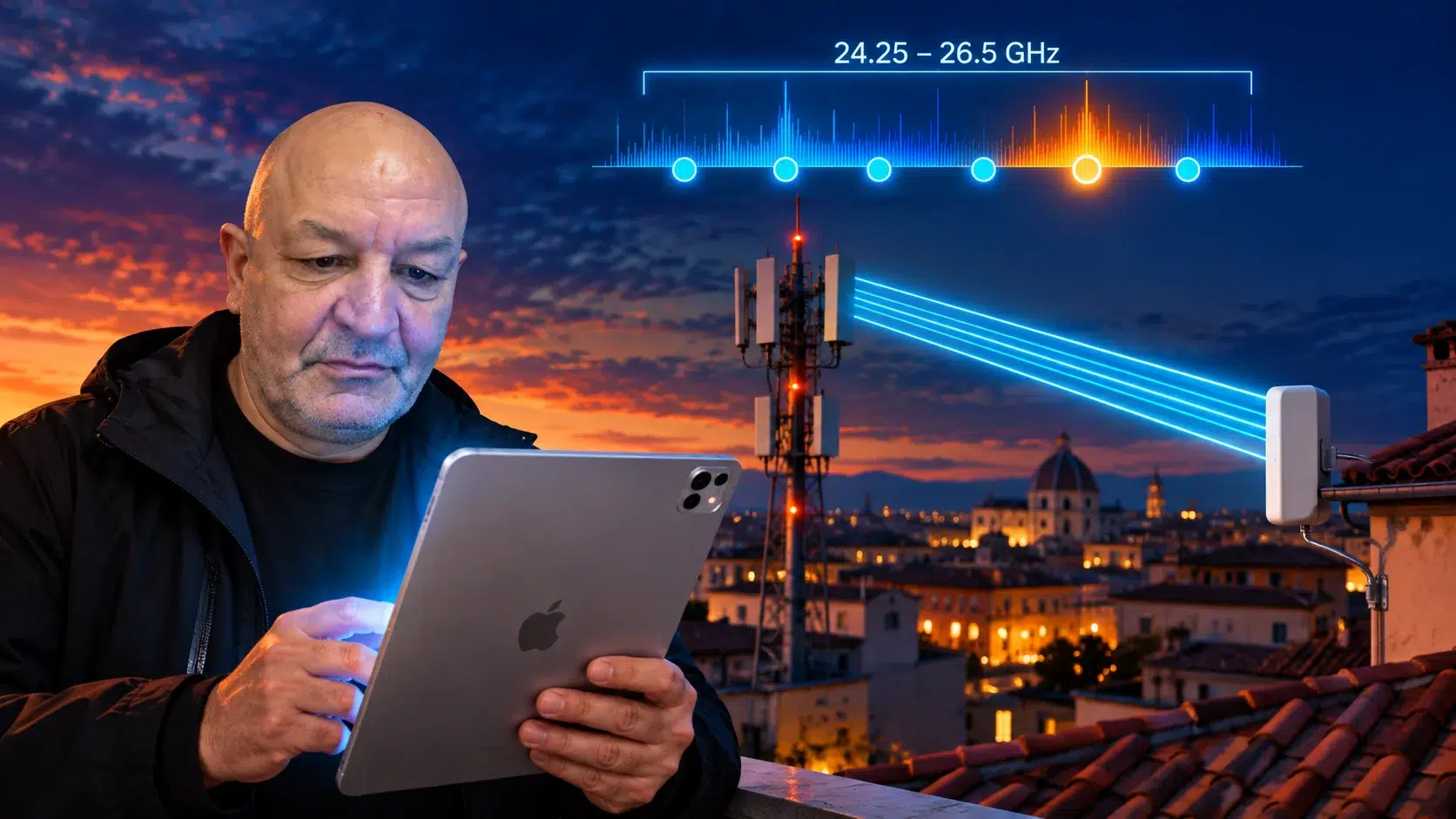 Mohamed Bourbiza analizza la gara frequenze 26 GHz: antenna 5G mmWave e antenna FWA sui tetti italiani
